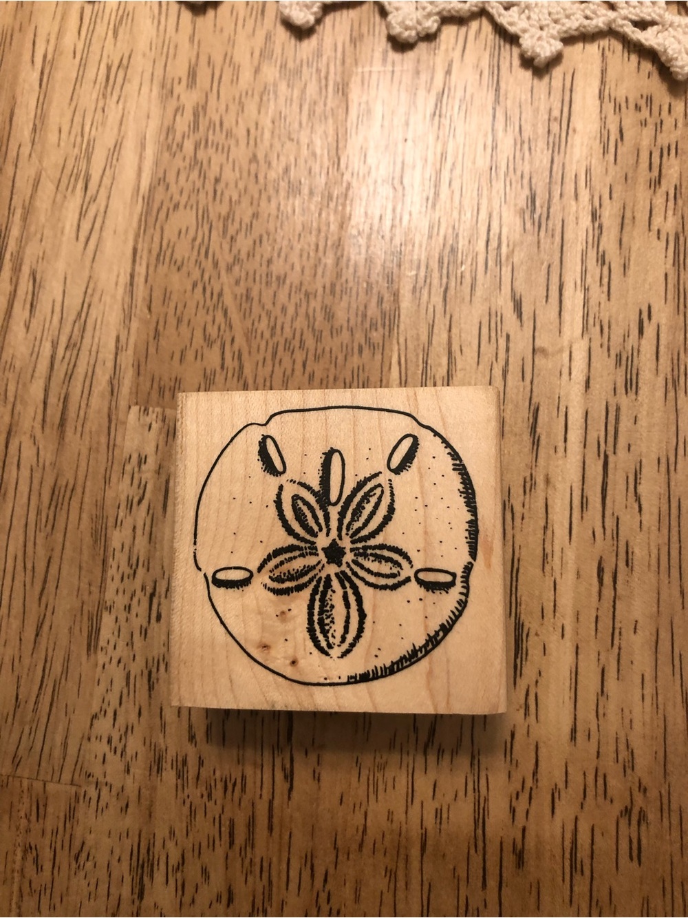 Stampabilities Sand Dollar Wood Art Stamp - Natural Wood Finish